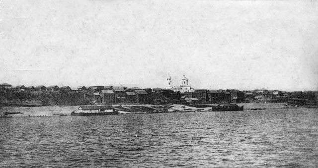 с. Воскресенское, вид с Волги, начало 20-го века.